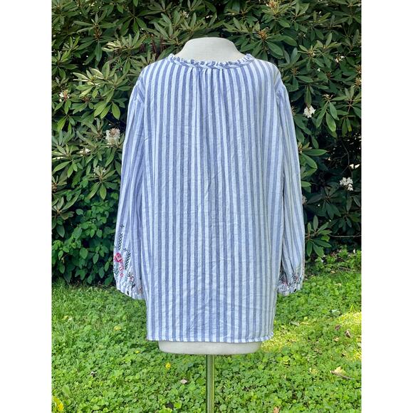 Kate & Sam XL Embroidered Blouse Boho Gypsy Cottagecore Striped - Picture 2 of 8